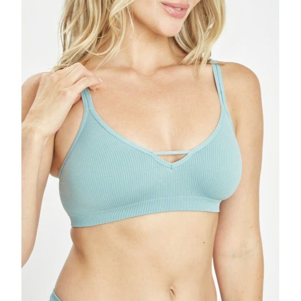 NWT Lively The Skinny-Strap Seamless Bralette in SKY BLUE Size LG